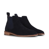 Miesten laivastonsiniset mokkanahkaiset slip-on-nilkkurit