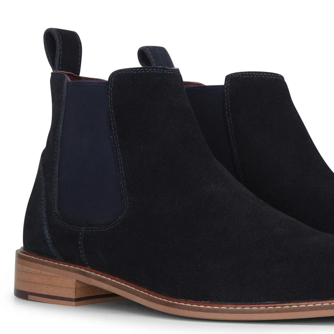 Miesten laivastonsiniset mokkanahkaiset slip-on-nilkkurit