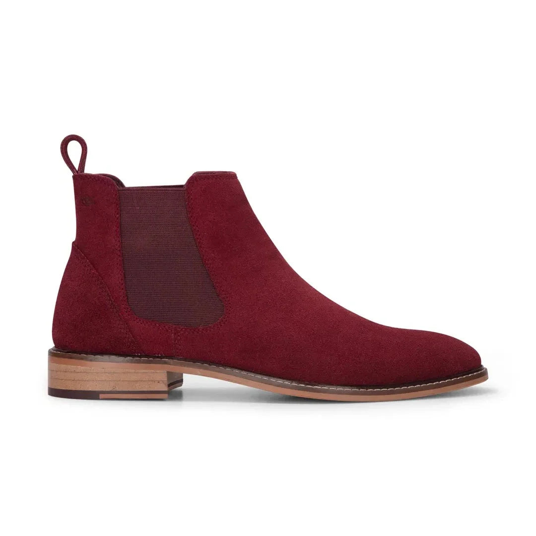 Miesten viininpunaiset mokkanahkaiset slip-on-nilkkurit