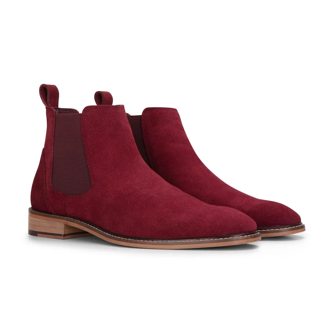 Miesten viininpunaiset mokkanahkaiset slip-on-nilkkurit
