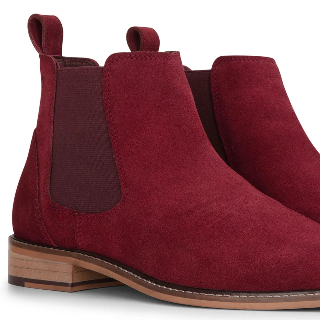 Miesten viininpunaiset mokkanahkaiset slip-on-nilkkurit