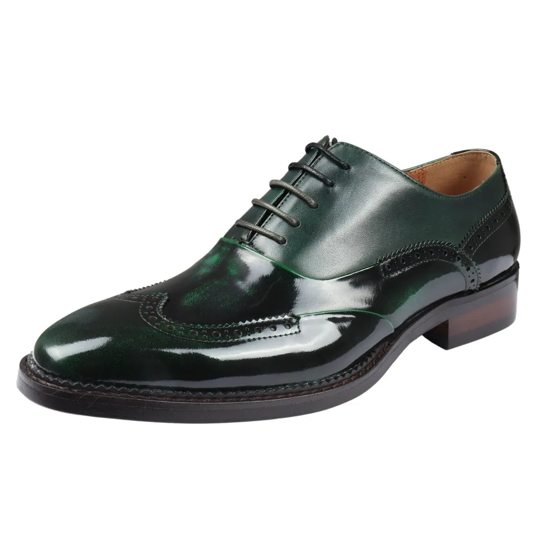 Harry - Miesten vihreät lakkanahkaiset brogue-kengät