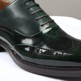 Harry - Miesten vihreät lakkanahkaiset brogue-kengät