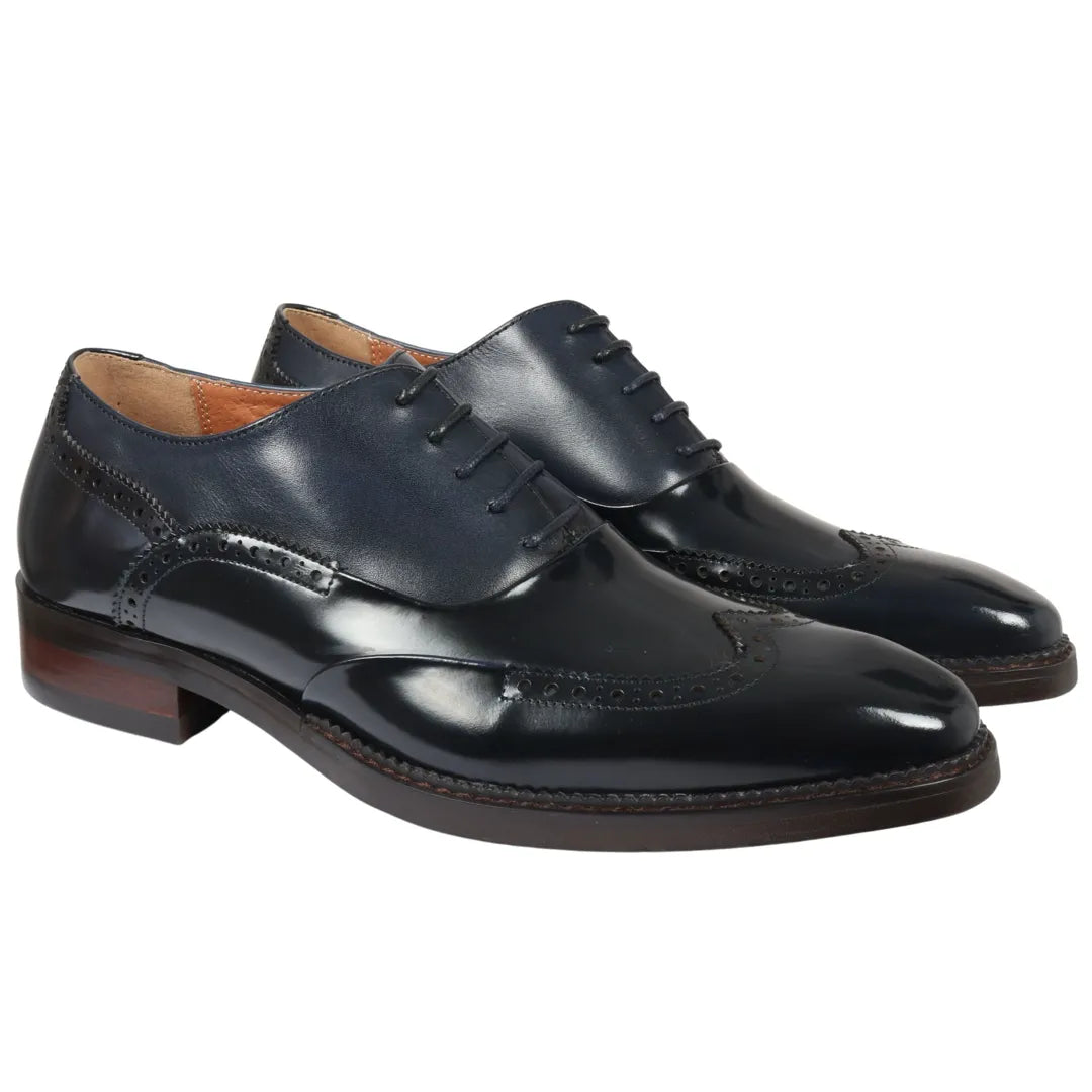 Harry - Miesten tummansiniset lakkanahkaiset brogue-kengät