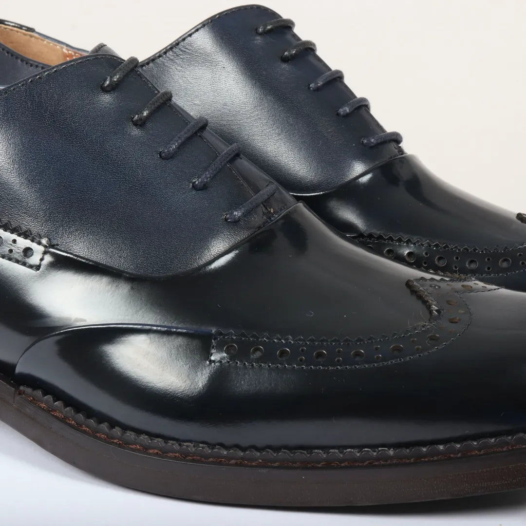 Harry - Miesten tummansiniset lakkanahkaiset brogue-kengät