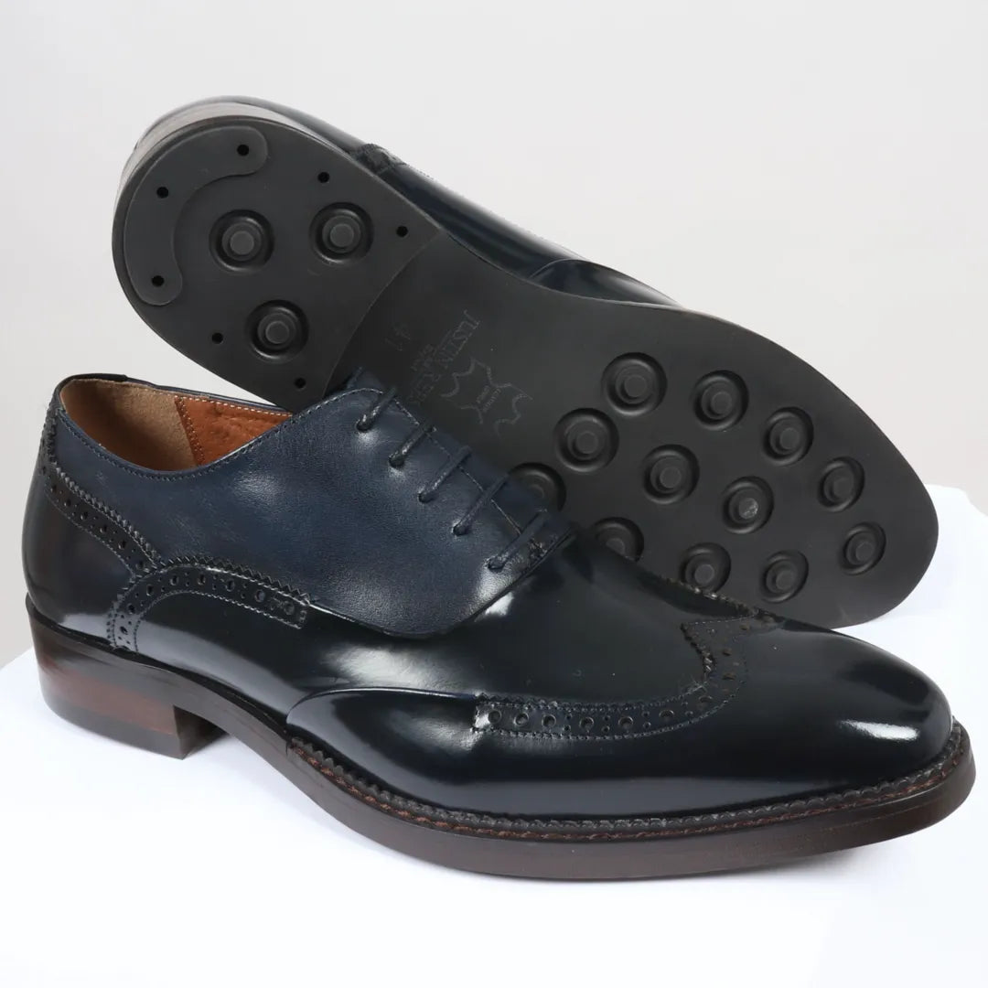 Harry - Miesten tummansiniset lakkanahkaiset brogue-kengät