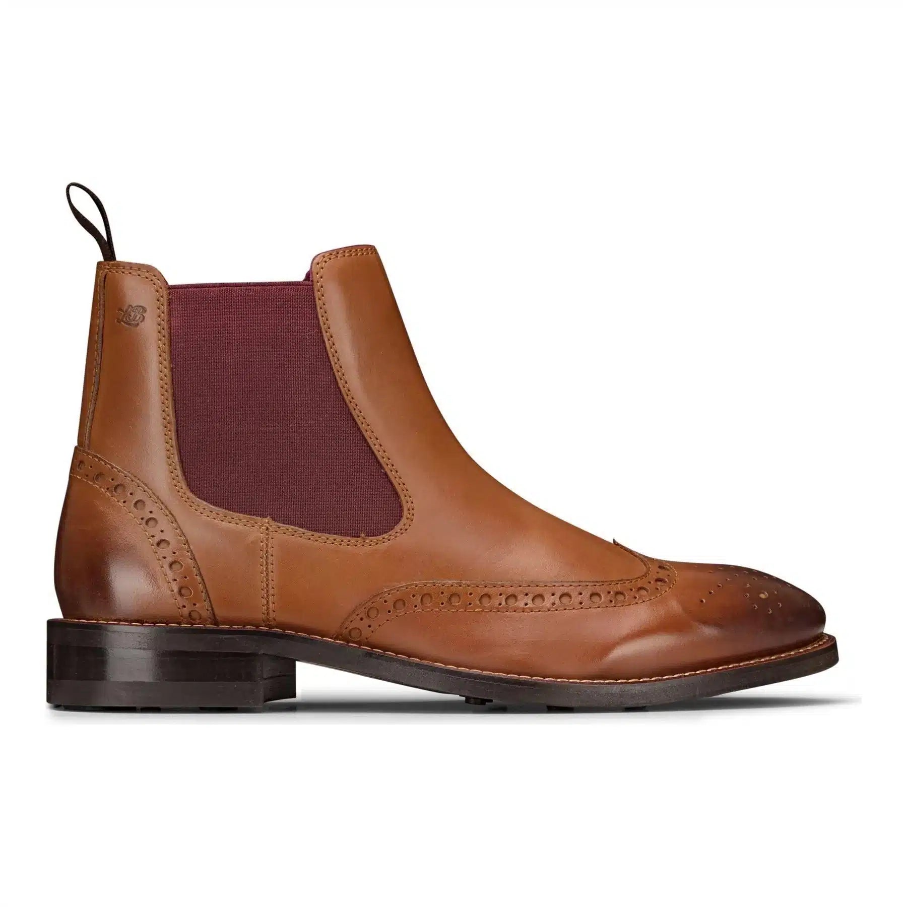Miesten slip-on-nilkkurit aidosta nahasta, brogue-nilkkurit, ruskeat ja kellanruskeat, klassiset, tyylikkäät ja muodolliset london-nilkkurit