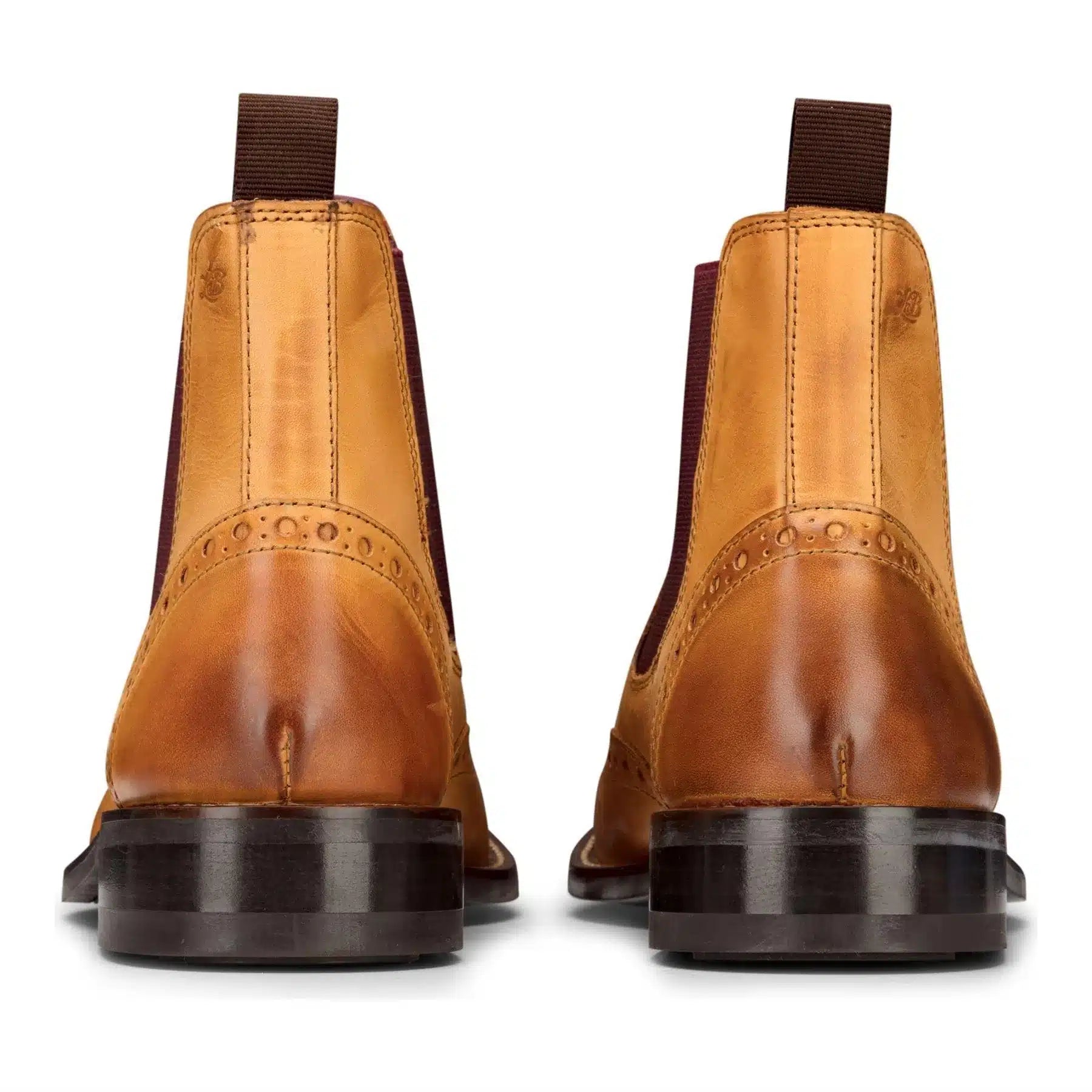 Miesten slip-on-nilkkurit aidosta nahasta, brogue-nilkkurit, ruskeat ja kellanruskeat, klassiset, tyylikkäät ja muodolliset london-nilkkurit