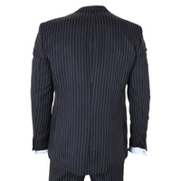 IM45 - Miesten musta kolmiosainen pinstripe-puku mafiatyyliin