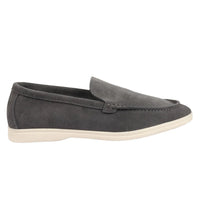 Miesten harmaat mokkanahkaiset slip-on-loaferit, joissa on mukava istuvuus
