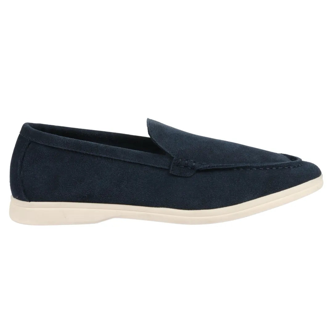 Miesten mokkanahkaiset laivastonsiniset slip-on-loaferit