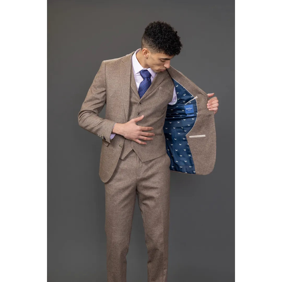 Nathan miesten ruskea kolmiosainen kapea istuvuus