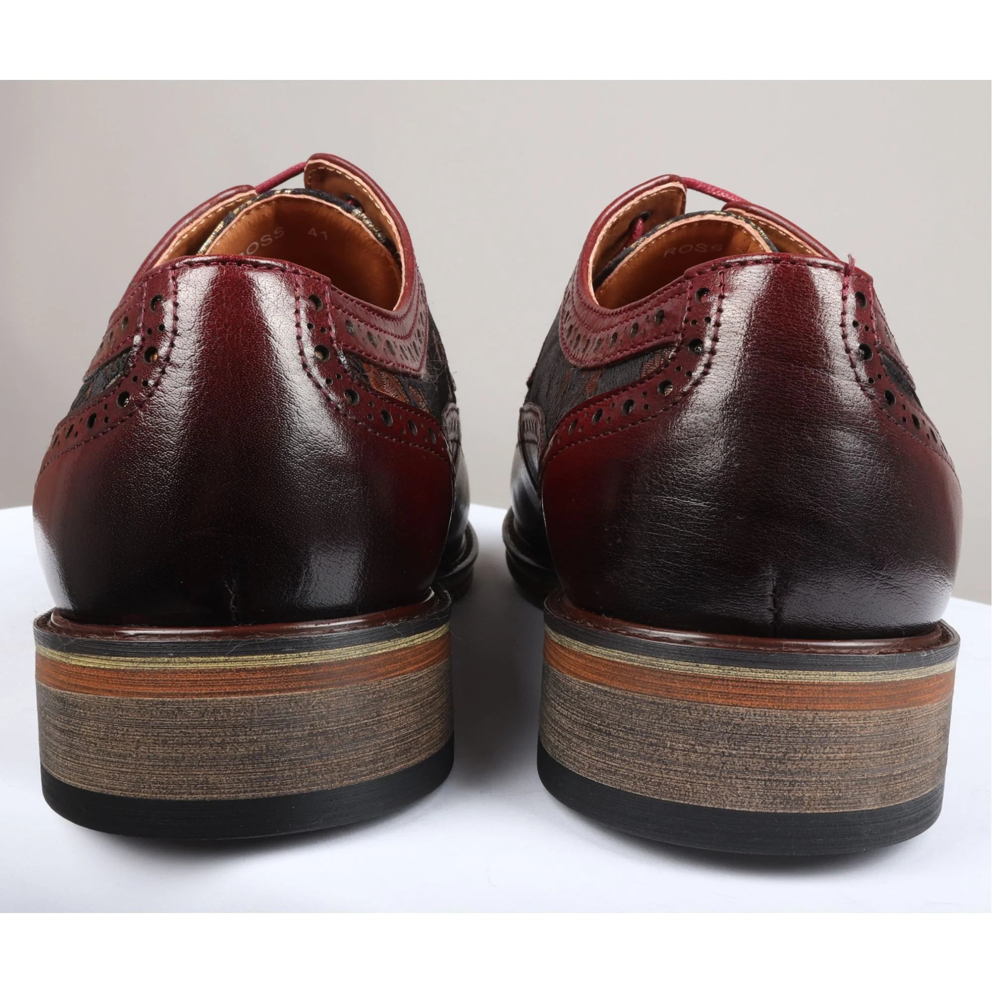 Ross - Miesten kukkakuvioiset punaiset nahkaiset brogue-kengät