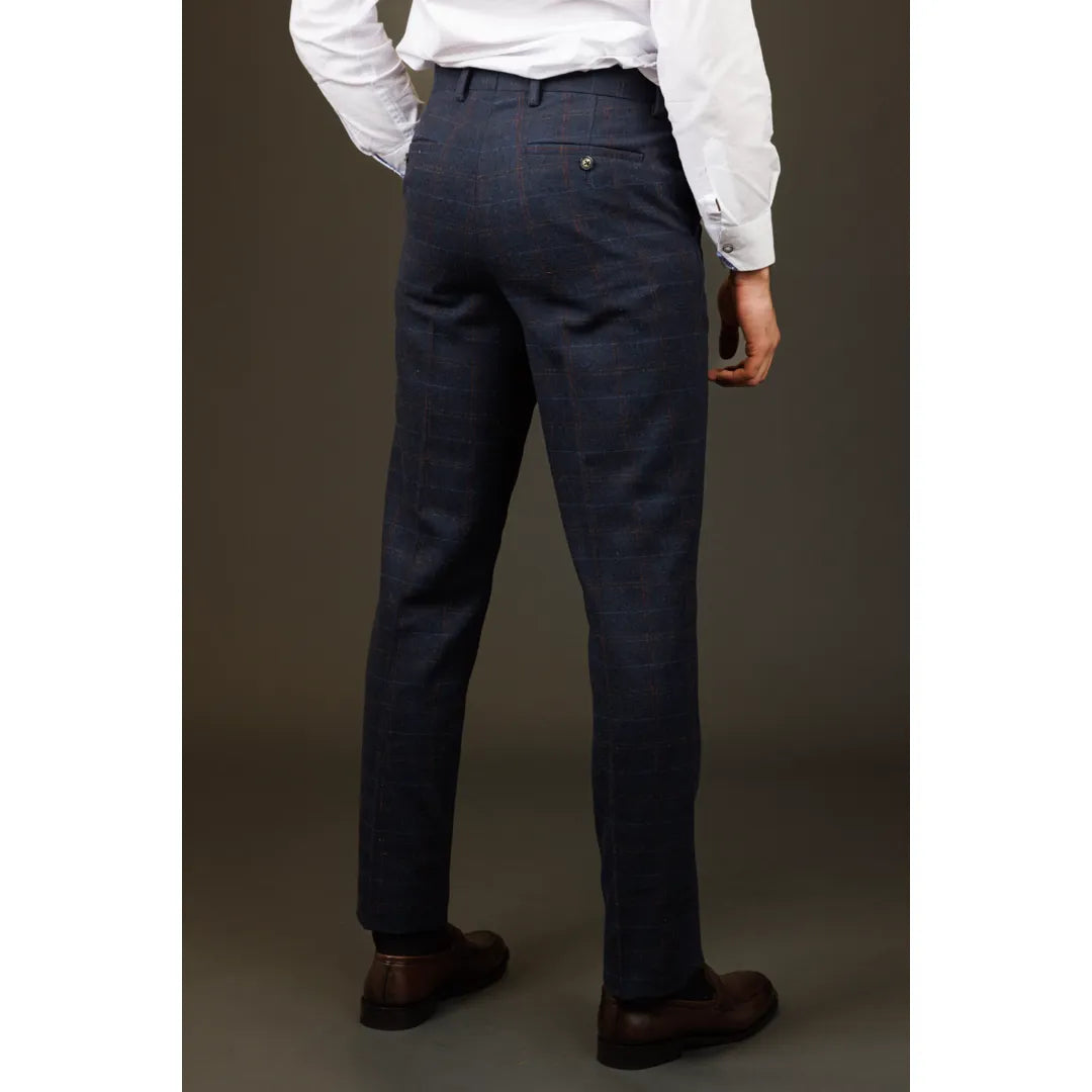 Ryan - Miesten tummansiniset tweed-ruutuhousut