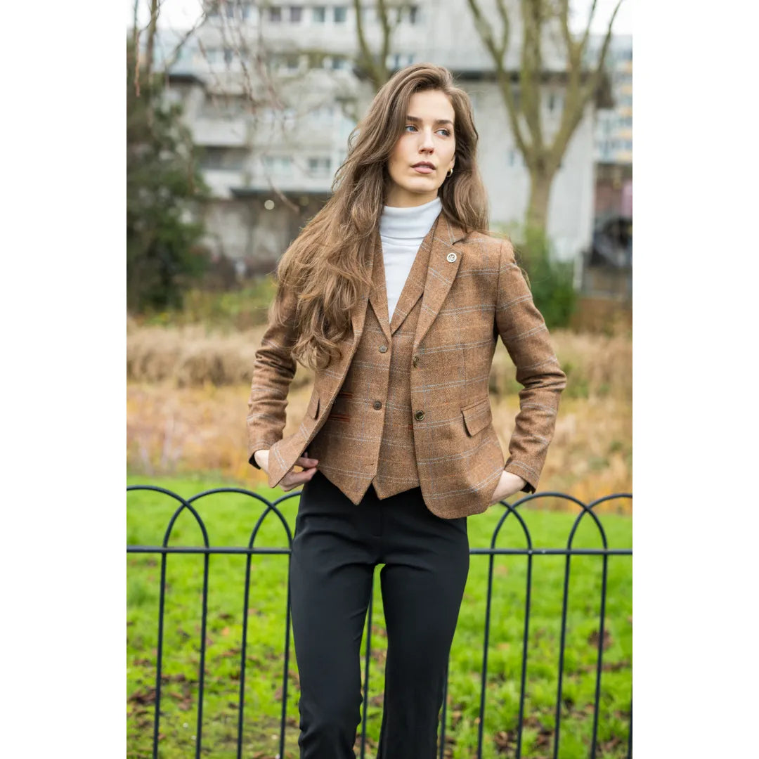 TPTS73 - Naisten tammenruskea tweed-liivi