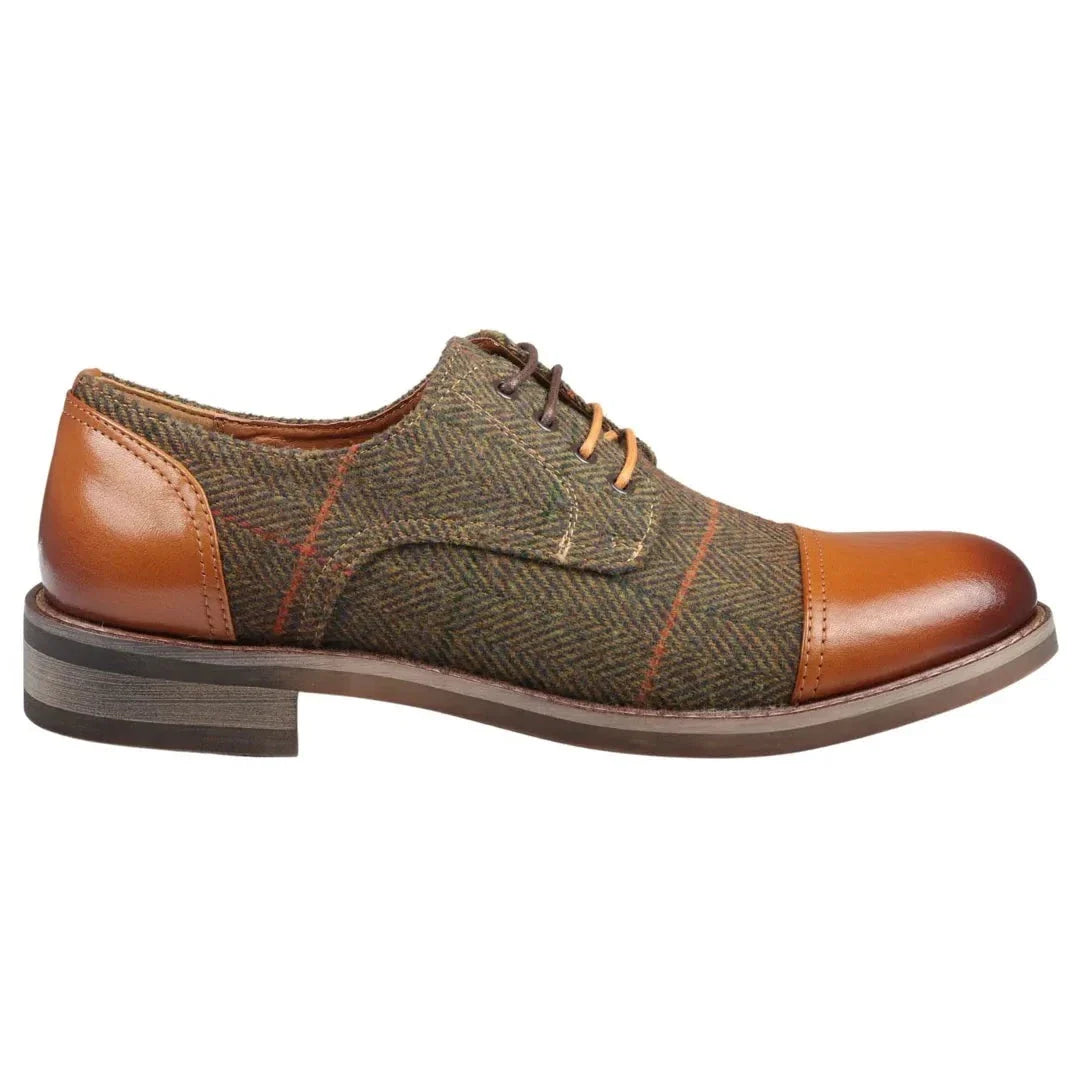 Theon - Miesten nahkaiset tweed-oxford-kengät