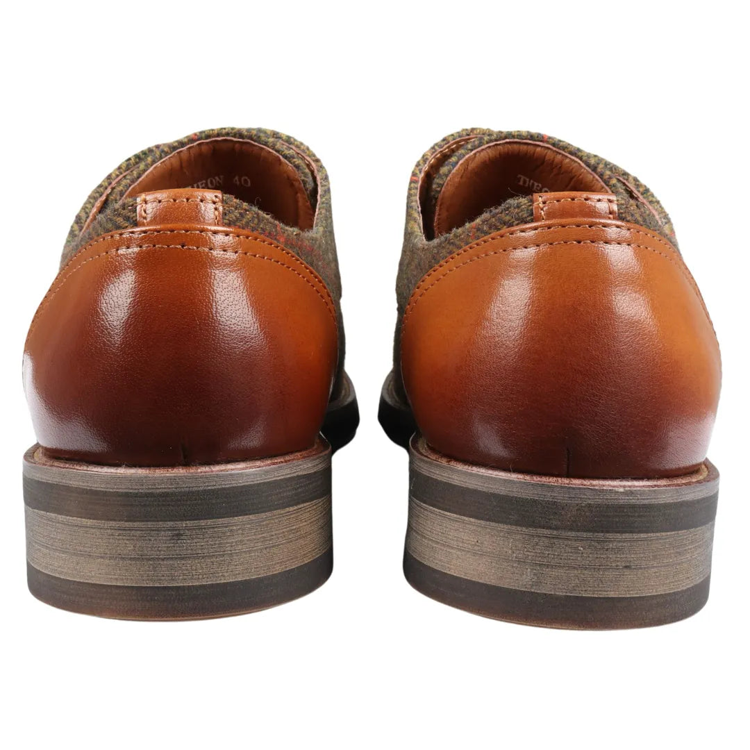 Theon - Miesten nahkaiset tweed-oxford-kengät