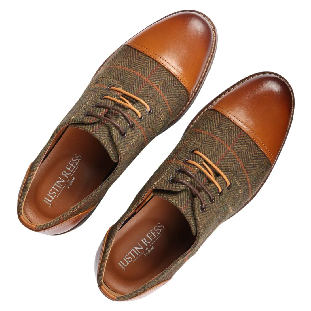 Theon - Miesten nahkaiset tweed-oxford-kengät