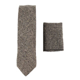 281 - Miesten tamminen kalanruotokuvioinen tweed-villasolmio ja nenäliina 5 cm