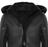 Miesten Shearling-lammasnahkainen duffelitakki, toisen maailmansodan aikainen, 3/4-tuumainen nahkahuppu, UK:n talvi
