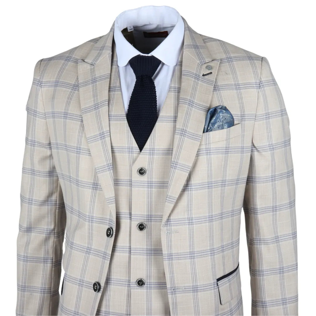 Warwick - Miesten beige ruutubleiseri