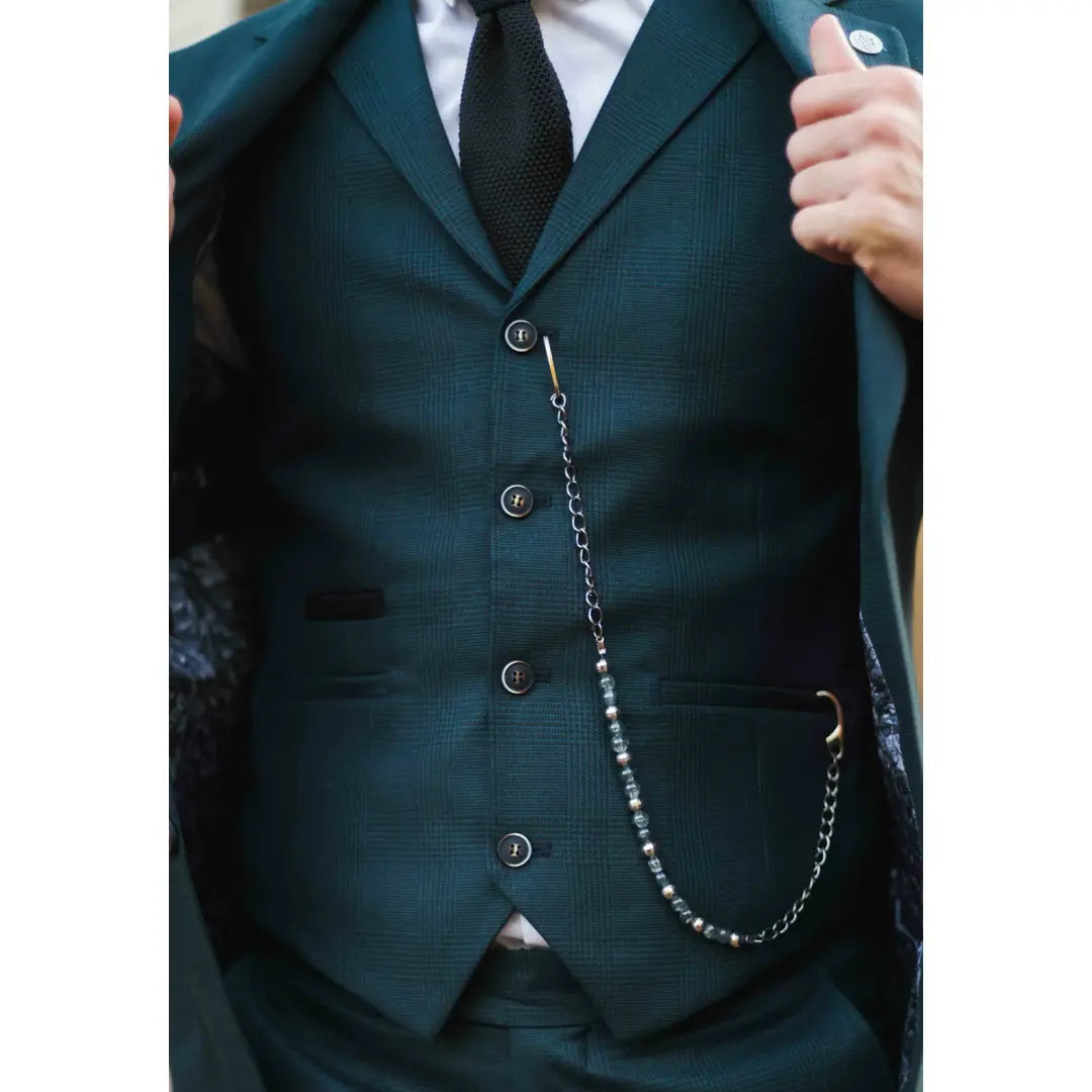 AK-07 Miesten kolmiosainen oliivinvihreä ruutupuku