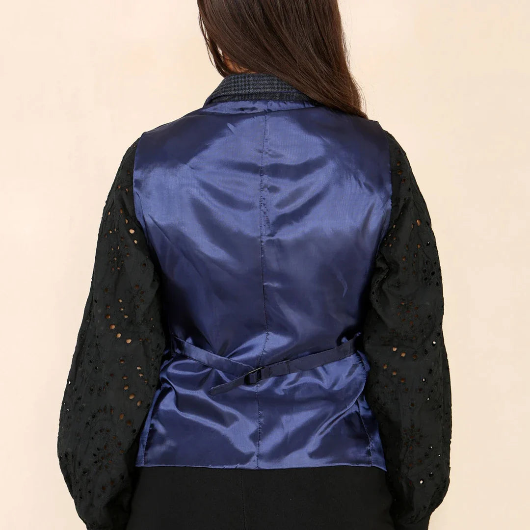 Naisten tweed-ruutuliivi sininen puku