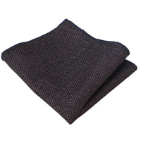 Miesten tweed-luumukuvioinen kalanruotokuvioinen solmio ja taskuliina -setti