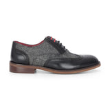 Albert - Miesten mustat nahkaiset tweed-koristeiset brogue-kengät