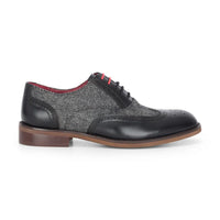 Albert - Miesten mustat nahkaiset tweed-koristeiset brogue-kengät