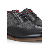 Albert - Miesten mustat nahkaiset tweed-koristeiset brogue-kengät