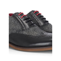 Albert - Miesten mustat nahkaiset tweed-koristeiset brogue-kengät