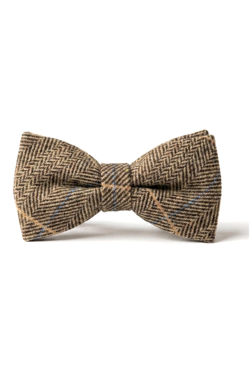 Albert - Miesten ruskea kalanruotokuvioinen tweed-ruutuinen rusetti
