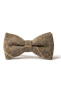 Albert - Miesten ruskea kalanruotokuvioinen tweed-ruutuinen rusetti