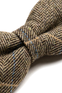 Albert - Miesten ruskea kalanruotokuvioinen tweed-ruutuinen rusetti