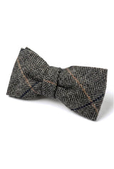 Albert - Miesten harmaa kalanruotokuvioinen tweed-ruutuinen rusetti