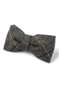 Albert - Miesten harmaa kalanruotokuvioinen tweed-ruutuinen rusetti