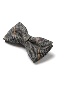 Albert - Miesten harmaa kalanruotokuvioinen tweed-ruutuinen rusetti