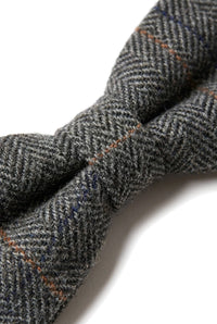 Albert - Miesten harmaa kalanruotokuvioinen tweed-ruutuinen rusetti