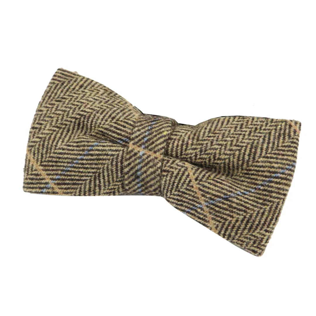 Albert - Miesten ruskea kalanruotokuvioinen tweed-ruutuinen rusetti