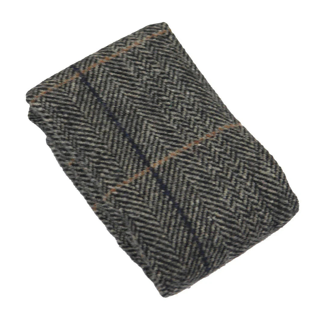 Albert - Miesten harmaa kalanruotokuvioinen tweed-ruutuinen rusetti