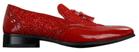 Miesten Smart Party Shiny Tassle -kengät, punainen, hopeanvärinen, musta, lakkanahkaiset