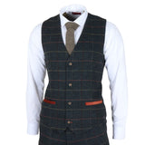 Archer - Miesten laivastonsininen ruutukuvioinen kalanruotokuvioinen tweed-liivi