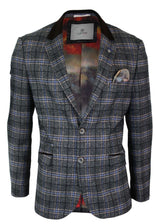 Cavani Archie - Miesten Vintage Tweed Ruutubleiseri - Musta