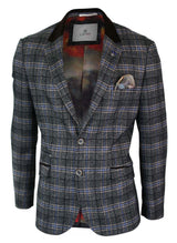 Cavani Archie - Miesten Vintage Tweed Ruutubleiseri - Musta