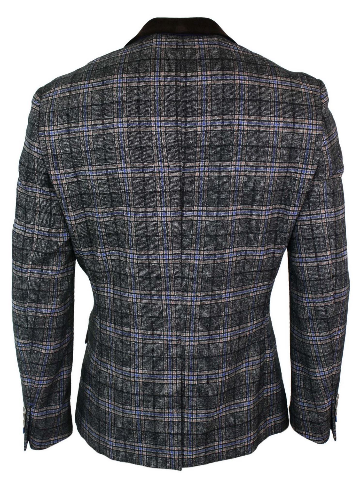 Cavani Archie - Miesten Vintage Tweed Ruutubleiseri - Musta