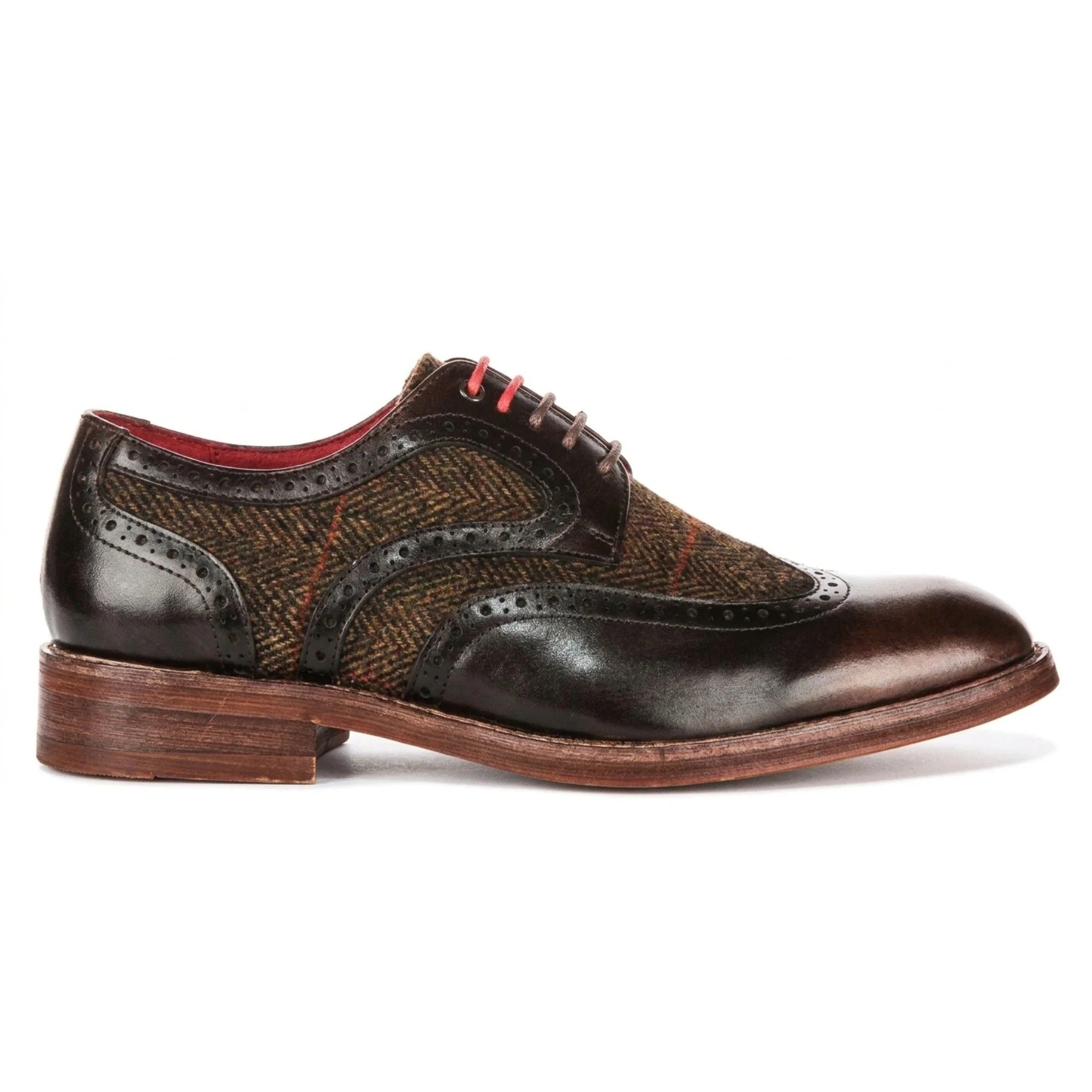 Arlo - Miesten ruskeat nahkaiset tweed-brogue-kengät