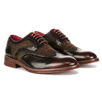 Arlo - Miesten ruskeat nahkaiset tweed-brogue-kengät