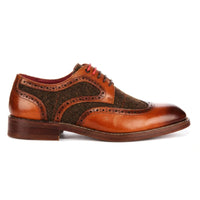 Arlo - Miesten ruskeat nahkaiset tweed-brogue-kengät