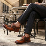 Arlo - Miesten ruskeat nahkaiset tweed-brogue-kengät